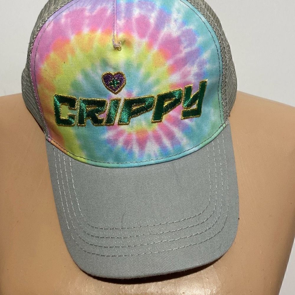 Colortone Men's Gray Crippy Tie Dye Mesh Adjustable Snapback Baseball Cap NWT